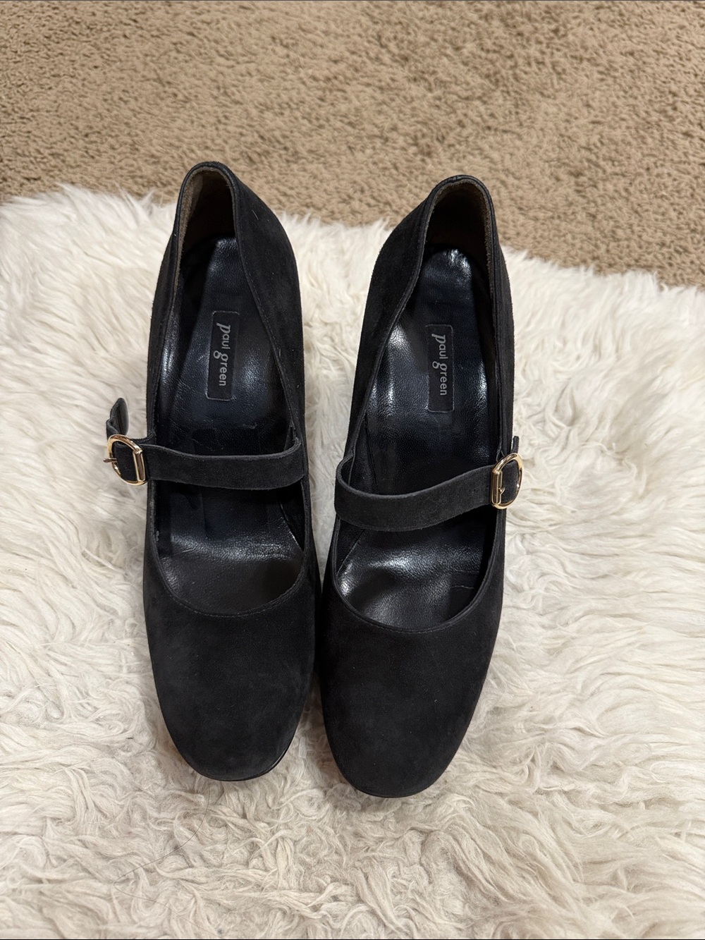 Paul Green Black Suede Nadia Mary Jane Block Heel Pumps Size 8 - Picture 2 of 10